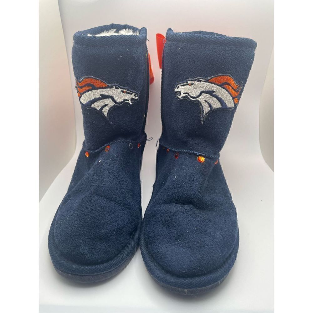 Denver Broncos bedazzled kids winter fuzzy boots size 3